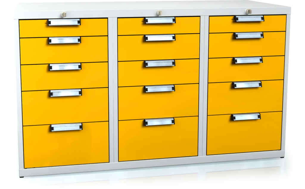Universal cabinet for workbenches 840 x 1443 x 600 - 15x drawer